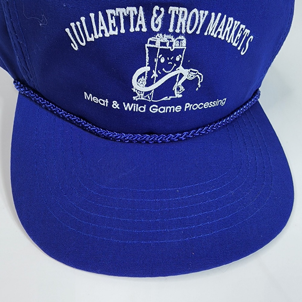 Vintage Cameo "Juliaetta & Troy Markets Meat & Wild Game" Snapback Hat Rope Cap - Picture 3 of 12